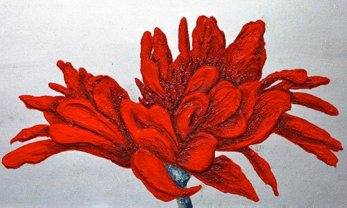 “Red carnations” Art panel on canvas